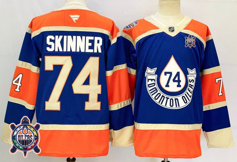 Men Edmonton Oilers 74 Skinner Blue Fanatics 2025 NHL Jersey style 3